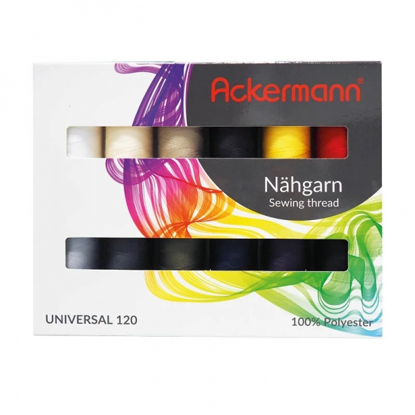 ACKERMANN Universal Nähgarn Farben-Mix 12x1000m